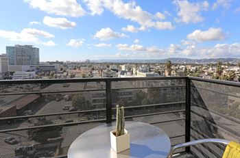 the view of the city from the balcony